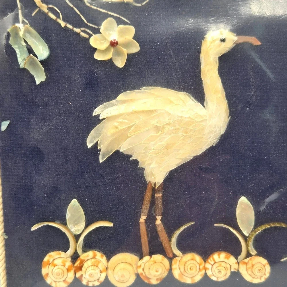 3 D‎ Shell Wall Art 2 Birds Sea World 1972 VINTAGE One of A Kind Signed